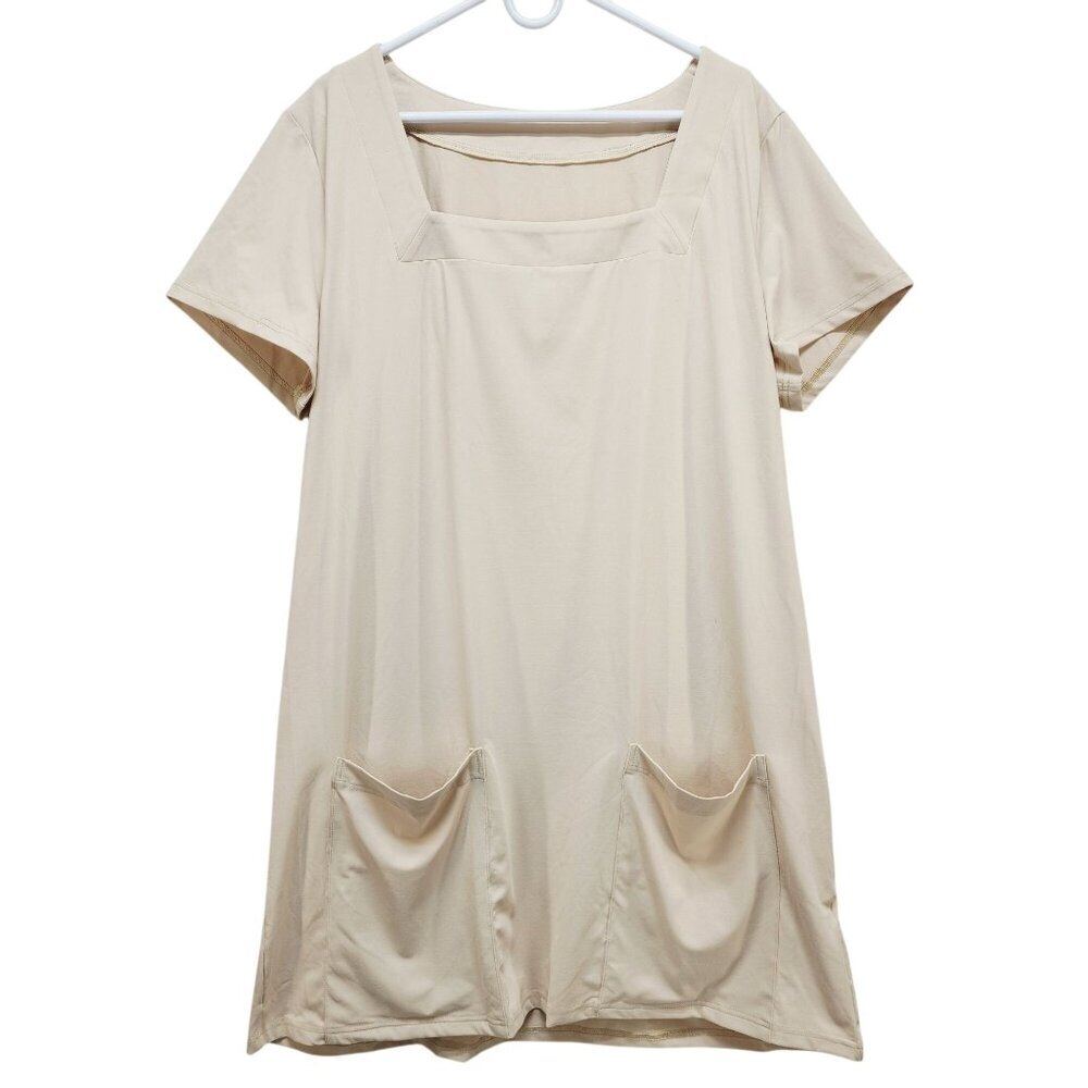 Elegant Cream Short Sleeve Dress